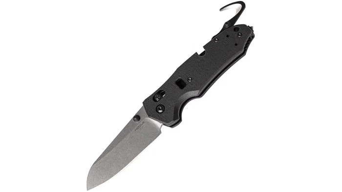 HOGUE TRAUMA FIRST RESPONSE TOOL:  3.4"" SHEEPSFOOT BLADE-TUMBLED FINISH, SOLID BLACK G10 GRAME